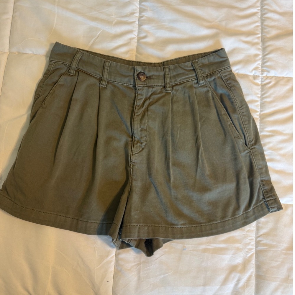 Free People Pleated Shorts Womens 6 Olive Green good  High Waisted Cotton